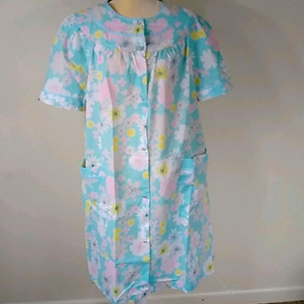 Moon Dance Floral Blue  Home Dress Size XL